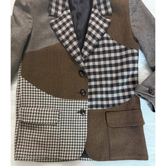 Vintage 90s NINETY Patchwork Wool Blazer – Statement Jacket Size 10 - Picture 2 of 14